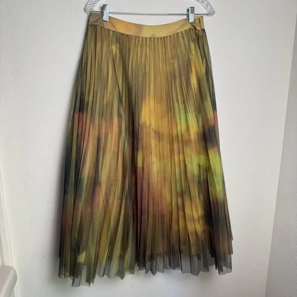 Anthropologie Geisha Designs Multicolor Pleated A-Line Skirt tulle Sela Midi - Picture 3 of 11